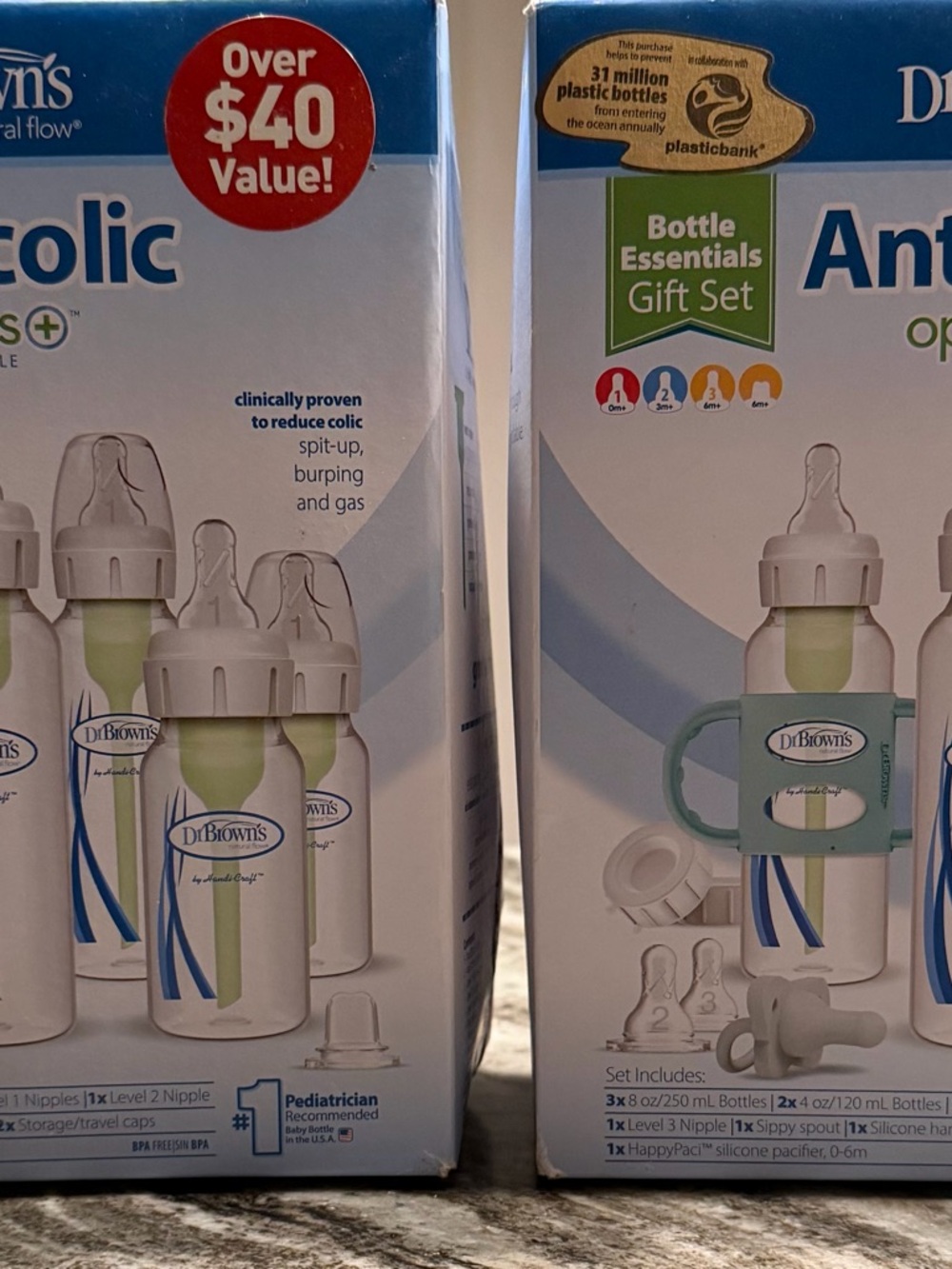 Dr. Brown's Anticolic Bottle Essentials Gift Set - White & Light Green